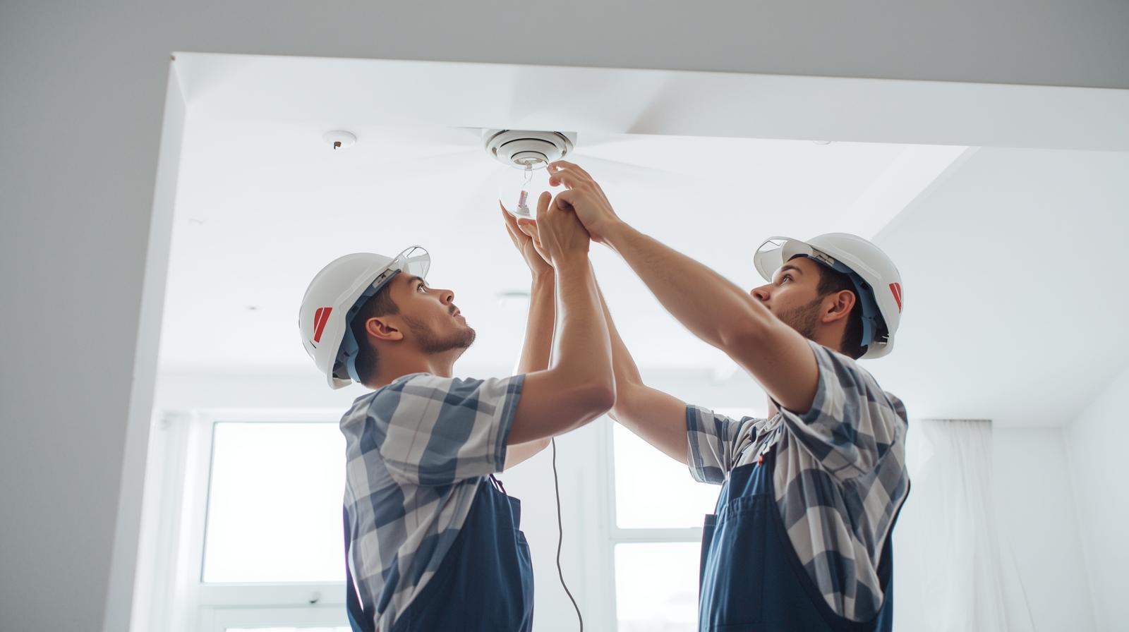 operai che posano infissi